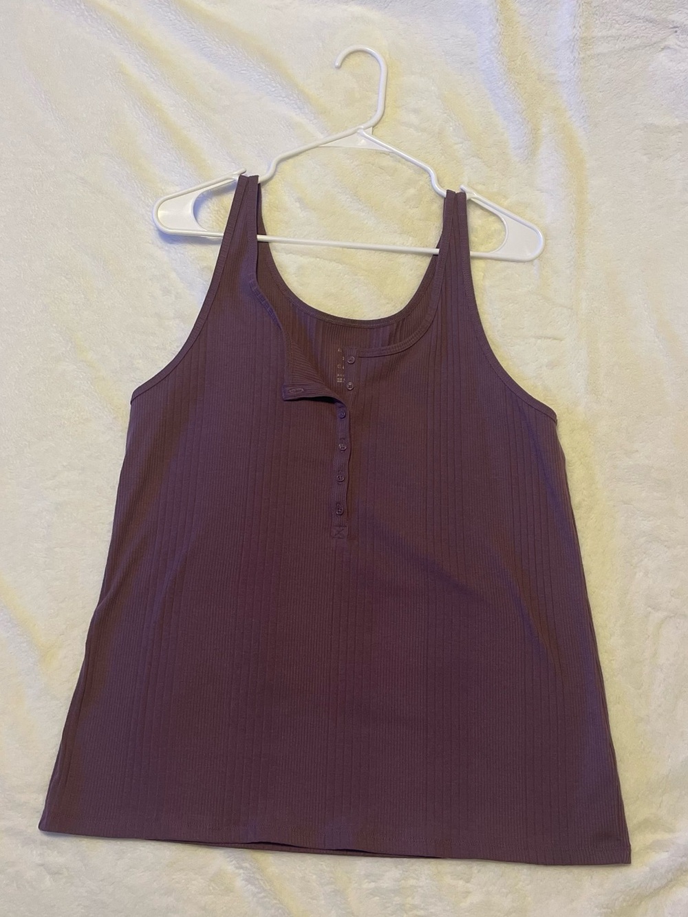 a new day Plum Ribbed Henley Tank